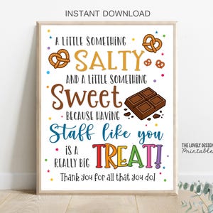 Staff Appreciation Sign, Chocolate Pretzel Thank You Sign, Something ...