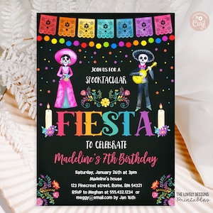 Invitación de fiesta de calavera de azúcar Invitación EDITABLE Fiesta Cumpleaños Día de los Muertos Fiesta de Halloween Invitación de pizarra DESCARGA INSTANTÁNEA