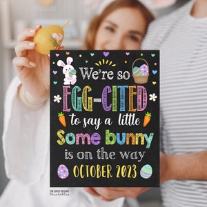Easter Pregnancy Announcement Sign: Little Bunny Reveal (Digital Download)