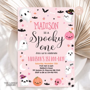 EDITABLE Spooky One Halloween 1st Birthday Ghost Invitation Pink Halloween Spooky Cute Ghost Spooktacular Party PRINTABLE DOWNLOAD PCG1