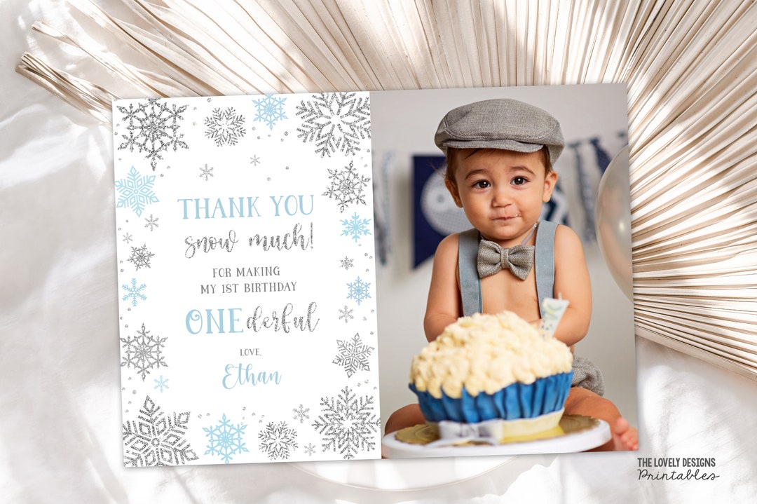 EDITABLE Thank You Snow Much Thank You Card With Photo Winter Birthday ...