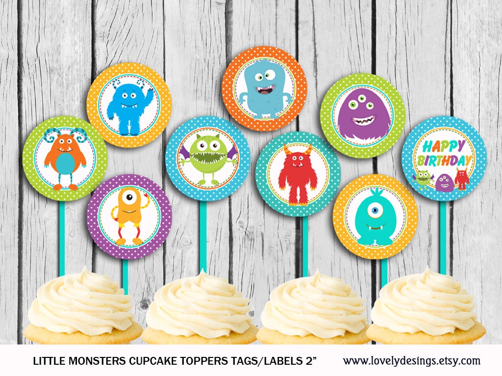 Little Monsters Cupcake Toppers Little Monster Party | Etsy