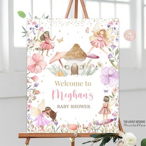 Fairy Baby Shower Welcome Sign Editable Fairy Whimsical Wildflower Enchanted Pixie Princess Party Magical Floral Sign PRINTABLE DOWNLOAD FWE