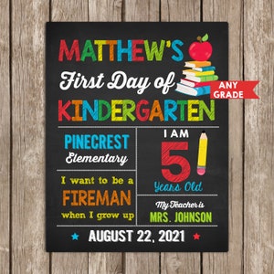 First Day of School Chalkboard, ANY GRADE , Back to School Chalkboard Sign, 1st Day of School Printable Sign