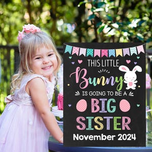 Easter Big Sister Pregnancy Announcement, Easter Eggs Some bunny promoted to big sister sign Printable, Pregnancy Reveal Some Bunny Baby