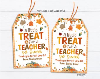 Thanksgiving Teacher Gift Tags Printable, Thanksgiving Treat Labels Staff Appreciation, School Classroom Party