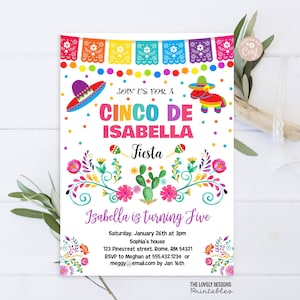 Convite de 5º aniversário de Cinco De Mayo Convite de festa de Cinco de Mayo Convite mexicano Cinco de Mayo para imprimir EDITÁVEL DOWNLOAD INSTANTÂNEO