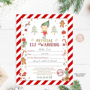 Carta de advertência de elfo EDITÁVEL Carta de comportamento de elfo Carta oficial de advertência de elfo Relatório de elfo Carta de Natal Papai Noel Menino Elfo Vermelho PARA IMPRIMIR DOWNLOAD