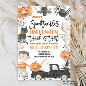 Trunk or Treat Invitation, Trunk or Treat Halloween Invitation EDITABLE Halloween Invitation Spooky Halloween Party PRINTABLE DOWNLOAD HSG11