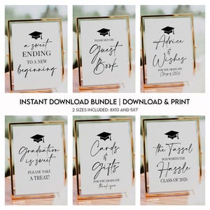 Graduation Party Table Signs Bundle INSTANT DOWNLOAD Printable Graduation Signs Decor High School College Graduation Party Buffet Sign 2026
