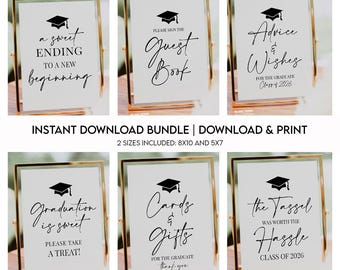 Graduation Party Table Signs Bundle INSTANT DOWNLOAD Printable Graduation Signs Decor High School College Graduation Party Buffet Sign 2026