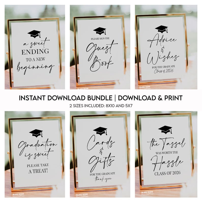 Table Label Graduation Graduation Party Table Signs Bundle INSTANT DOWNLOAD Printable ...