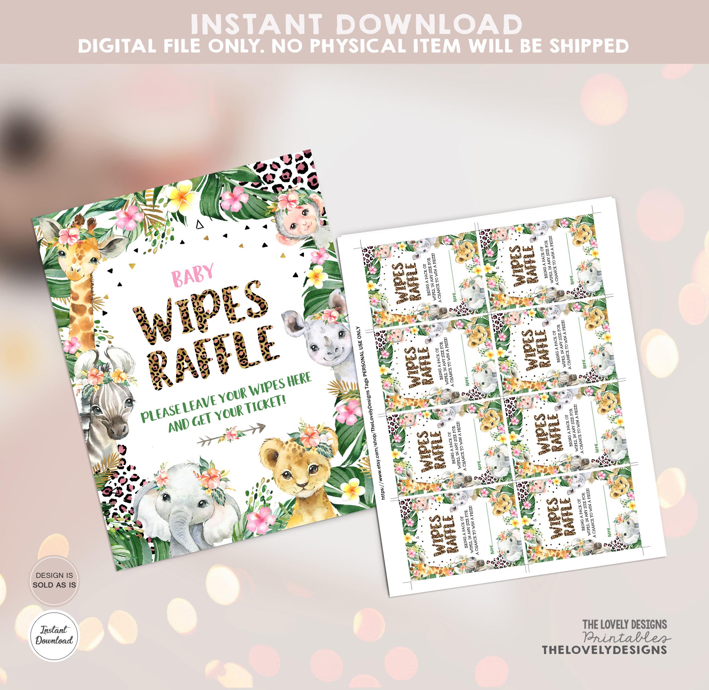 Leopard Print Baby Wipes Raffle Sign & Tickets (digital Download) - Etsy