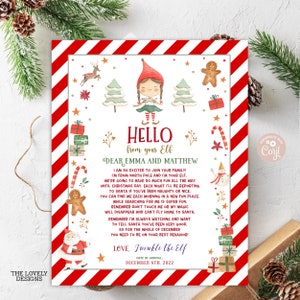 Carta de bienvenida de elfo de Navidad para la primera llegada EDITABLE Carta de bienvenida de elfo de Navidad para la niña elfo de Santa Claus Carta de regreso del elfo rojo DESCARGAR IMPRIMIBLE