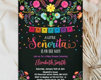 A Little Señorita is on her Way Fiesta Baby Shower EDITABLE Invitation Fiesta Chalkboard Mexican Cinco de Mayo Party PRINTABLE DOWNLOAD