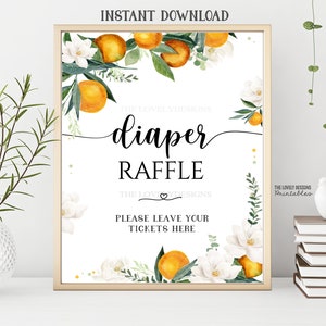 Citrus Diaper Raffle Sign: Little Cutie Baby Shower (Digital Download)