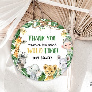 Jungle Animals Favor Tags: Wild Time Birthday, Editable (Printable Download)