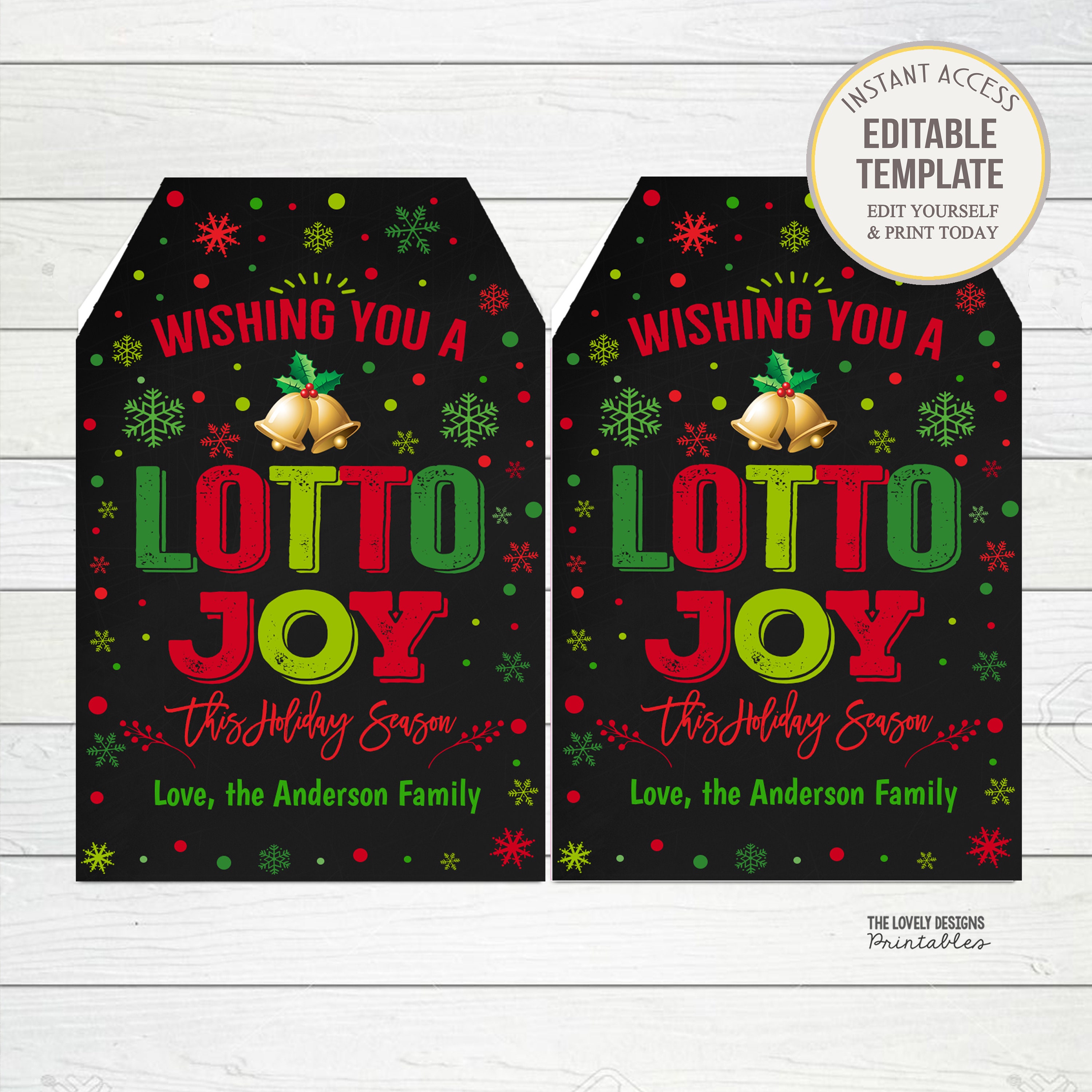 Christmas Lottery Ticket Holder, Wishing You a Lotto Holiday Cheer