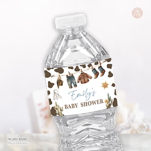 Etiquetas para botellas de agua de vaquero, etiquetas editables para baby shower de vaquero, etiquetas para botellas de vaquero, estilo country western, chico salvaje, rancho del oeste, plantilla imprimible del suroeste, CWB