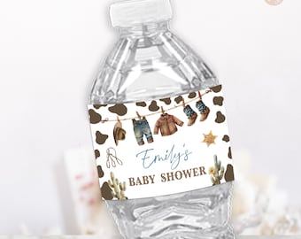 Cowboy Water Bottle Labels Editable Cowboy Baby Shower Bottle Label Country Western Wild Boy West Ranch Southwestern Printable Template CWB