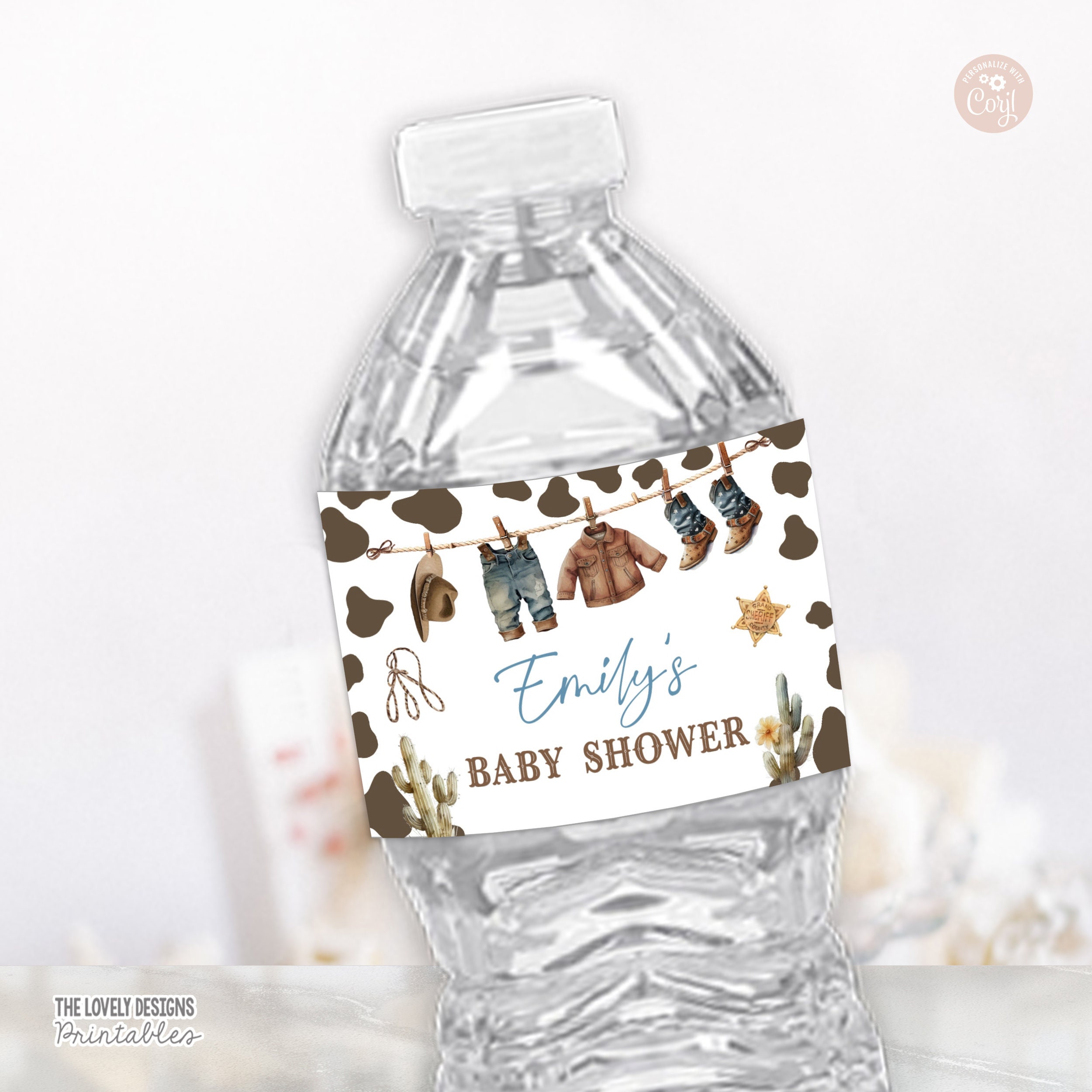 Etiquetas para botellas de agua de vaquero, etiquetas editables para baby  shower de vaquero, etiquetas para botellas de vaquero, estilo country  western, chico salvaje, rancho del oeste, plantilla imprimible del  suroeste, CWB -, image size:2500x2500
