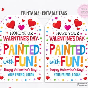 Sabary 24 Pack Valentines Day Gift Set for Kids Includes Valentines Cards  Watercolor Paint Sets with 20 Meters Red Rope for School Classroom Boy Girl
