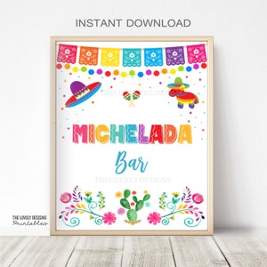 Fiesta Michelada Bar Sign Piñata Fiesta Party Sign Fiesta Mexican Pinata Baby Shower Sign Fiesta Party Decor Printable INSTANT DOWNLOAD