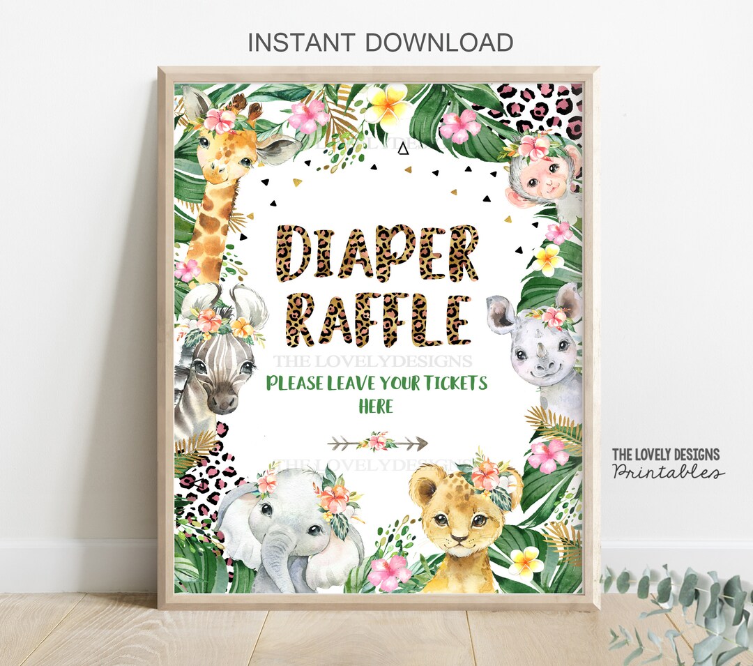 Jungle Diaper Raffle Sign Leopard Print Jungle Girl Baby - Etsy