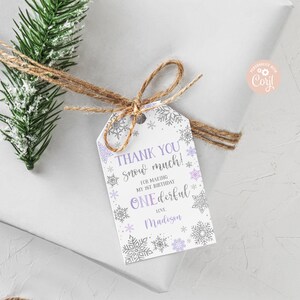 EDITABLE Winter ONEderland Favor Tags Winter Birthday Gift Tag Winter Snowflakes Lavender Winter Wonderland Snow Much Tag PRINTABLE DOWNLOAD