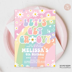 EDITABLE Let's Get Groovy Invitation Daisy Groovy Birthday Invite ...