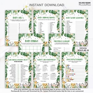 Jungle Baby Shower Paket X8 Spiele Jungle Boy Baby Shower Jungle Neutral Baby Shower Safari Tiere Baby Shower Aktivität SOFORTIGER DOWNLOAD