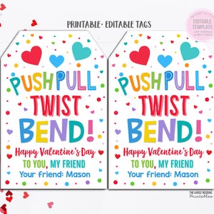 Pop Tube Valentinstag Tag, Push Pull Twist Bend Valentinstag Tag Nicht Süßigkeiten Kinder Vorschule Fidget Pop Spielzeug Klassenzimmer Druckbar Bearbeitbar