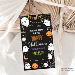 EDITABLE Halloween Gift Tag Happy Halloween Chalkboard Favor Tag Spooky Cute Ghost Spooktacular Party Trick or Treat PRINTABLE DOWNLOAD CG1