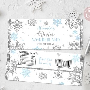 EDITABLE Winter Wonderland Candy Bar Wrapper Winter Birthday Party ...