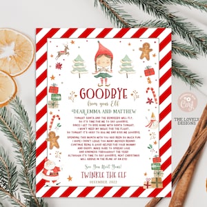EDITÁVEL Carta de Adeus de Elfo Partida Adeus de Seu Elfo Carta de Natal Elfo Papai Noel Carta de Menina Elfa Vermelha DOWNLOAD PARA IMPRIMÍVEL