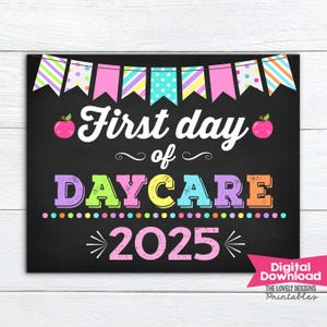 First Day of Daycare Chalkboard Sign: Photo Prop (Instant Download 8x10 JPEG)