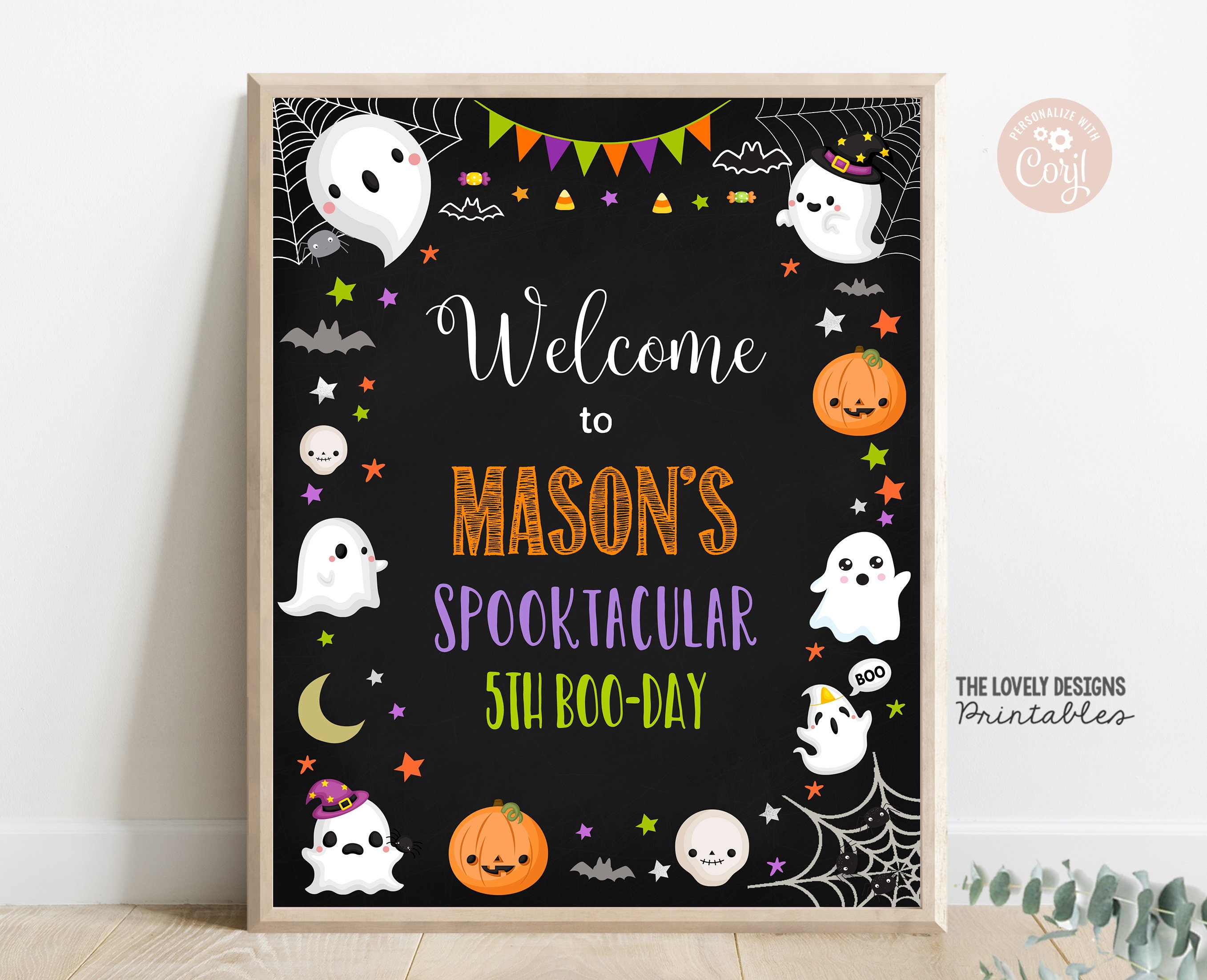 EDITABLE Halloween Welcome Sign Halloween Birthday Chalkboard Sign ...