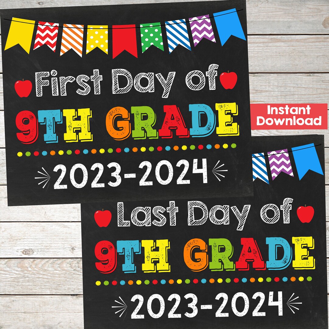 First Day and Last Day of 9th Grade Chalkboard Sign Set First - Etsy