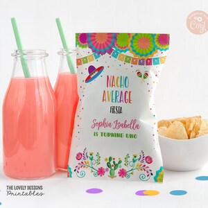 EDITABLE Fiesta Chip Bag Wrapper Nacho Average Fiesta Birthday Flag Colors Mexican Favor Bag Snacks Cinco de Mayo PRINTABLE DOWNLOAD FFC7