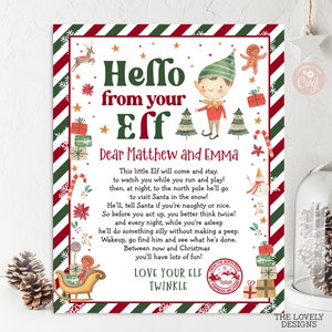 Carta Olá do seu elfo EDITÁVEL Carta de primeira chegada do menino elfo do Papai Noel Presentes de Natal de boas-vindas Carta de retorno do elfo PARA IMPRIMIR DOWNLOAD