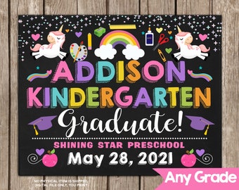 Kindergarten Graduation Chalkboard Sign PRINTABLE, Pre K Graduation Sign, Preschool Graduation Chalkboard ,Last day of Kindergarten Sign