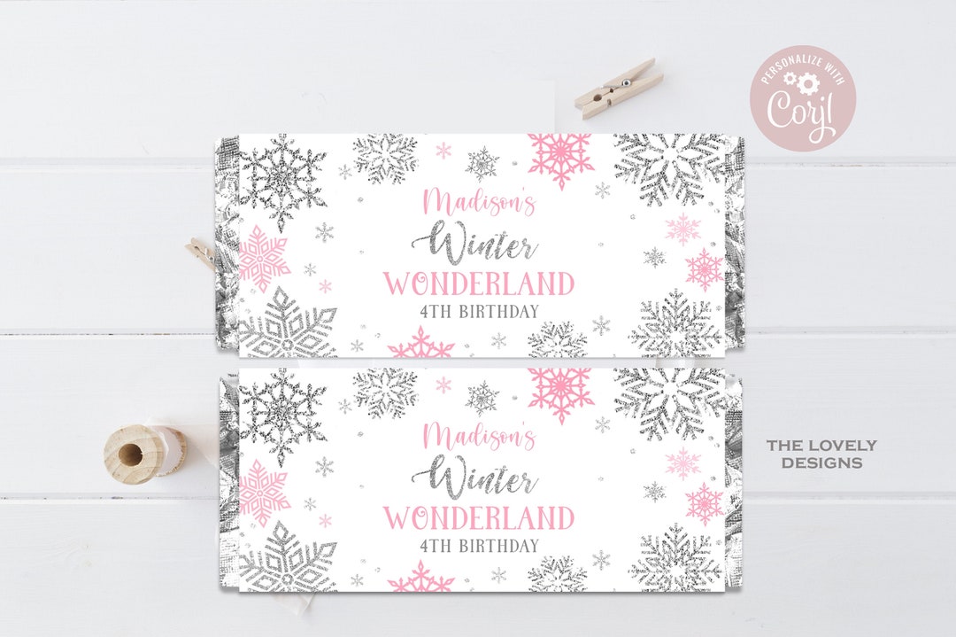 EDITABLE Winter Wonderland Candy Bar Wrappers Winter Birthday Party ...