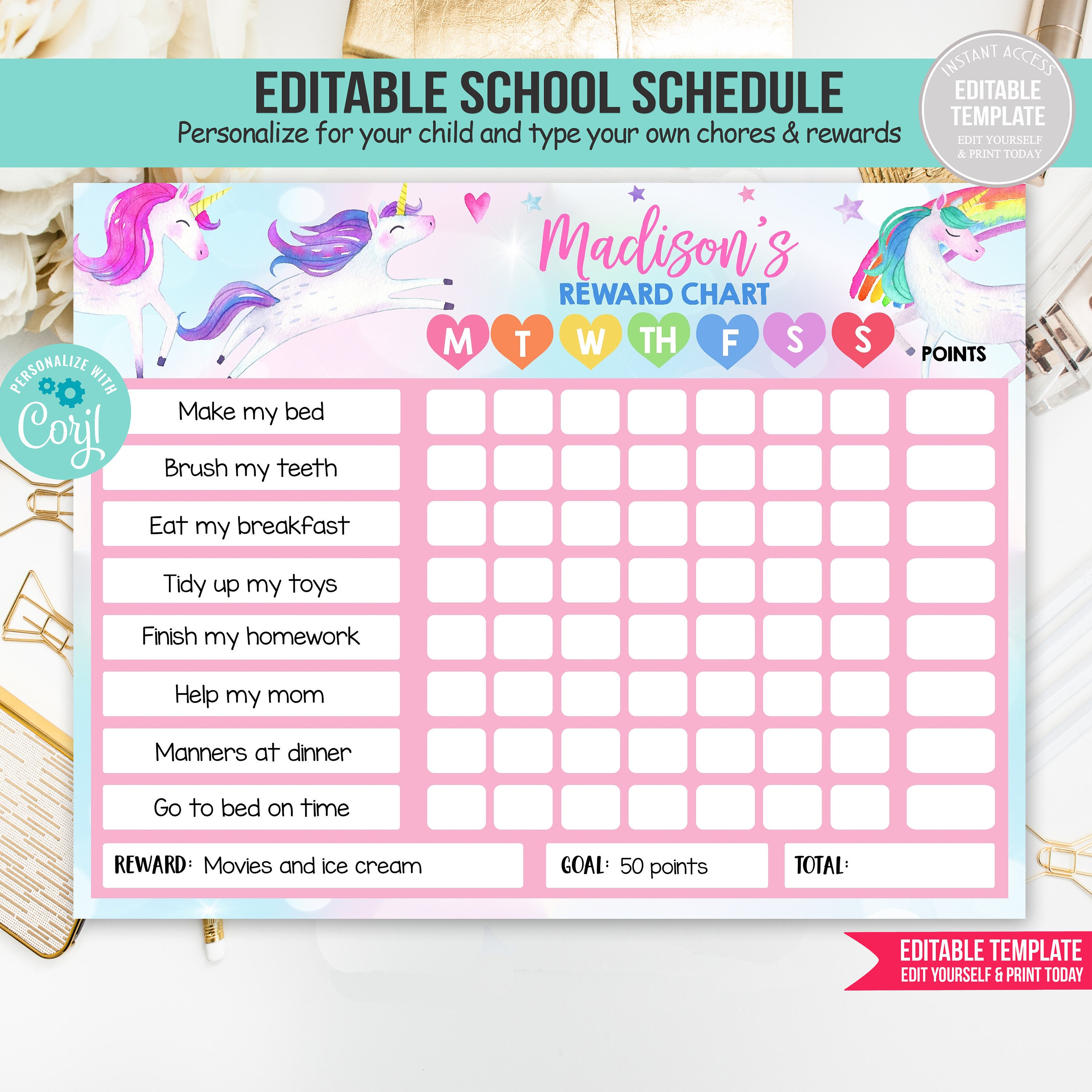 Unicorn Reward Chart EDITABLE Template Reward Chart for Etsy Ireland Unicorn Reward Chart EDITABLE Template Reward Chart for Etsy Ireland