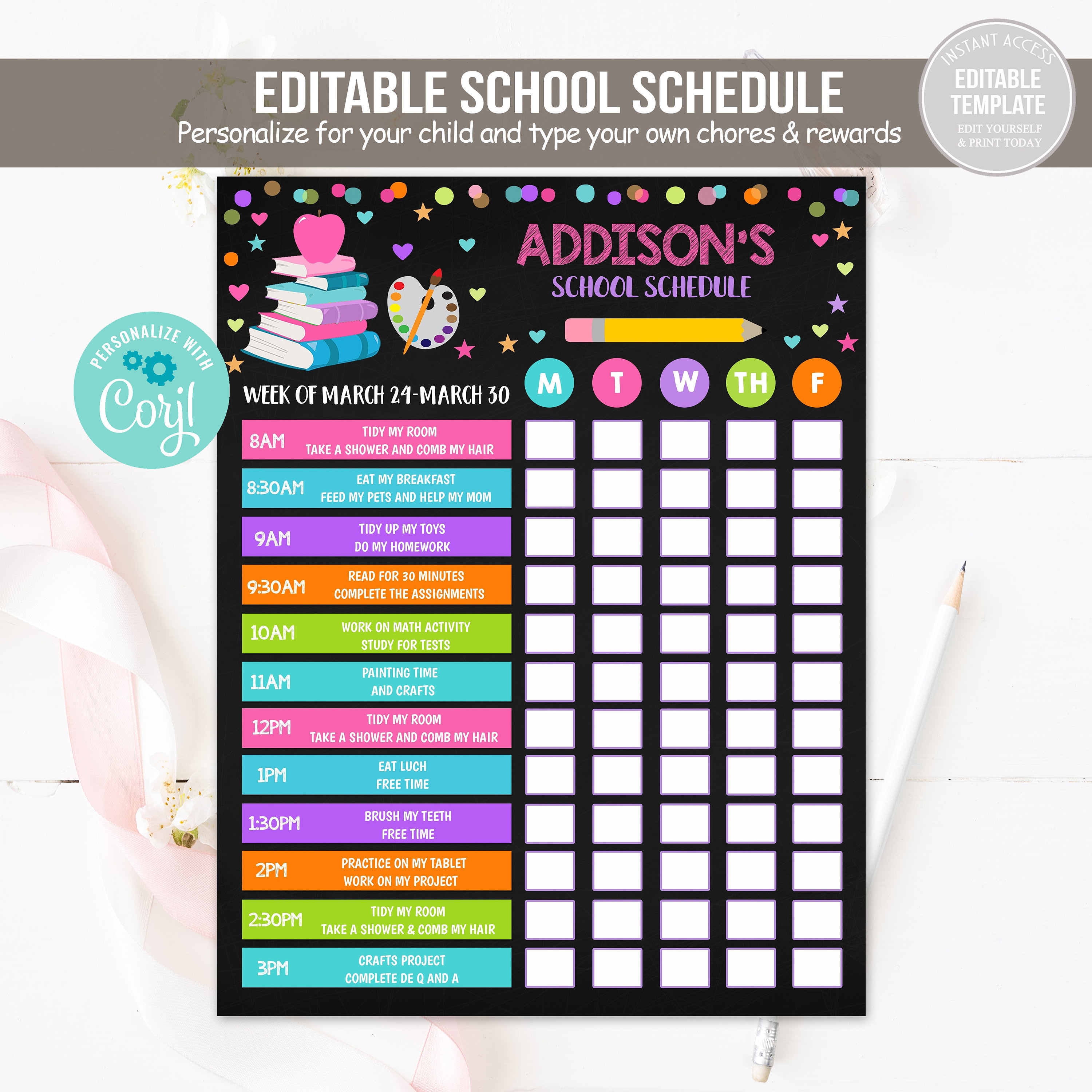 Student Weekend Routine Chart Daily Routine Of A Student Chart