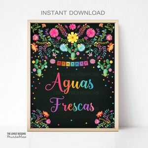 Fiesta Aguas Frescas Sign Fiesta Birthday Chalkboard Sign Fiesta Mexican Cactus Baby Shower Sign Cinco de Mayo Printable INSTANT DOWNLOAD
