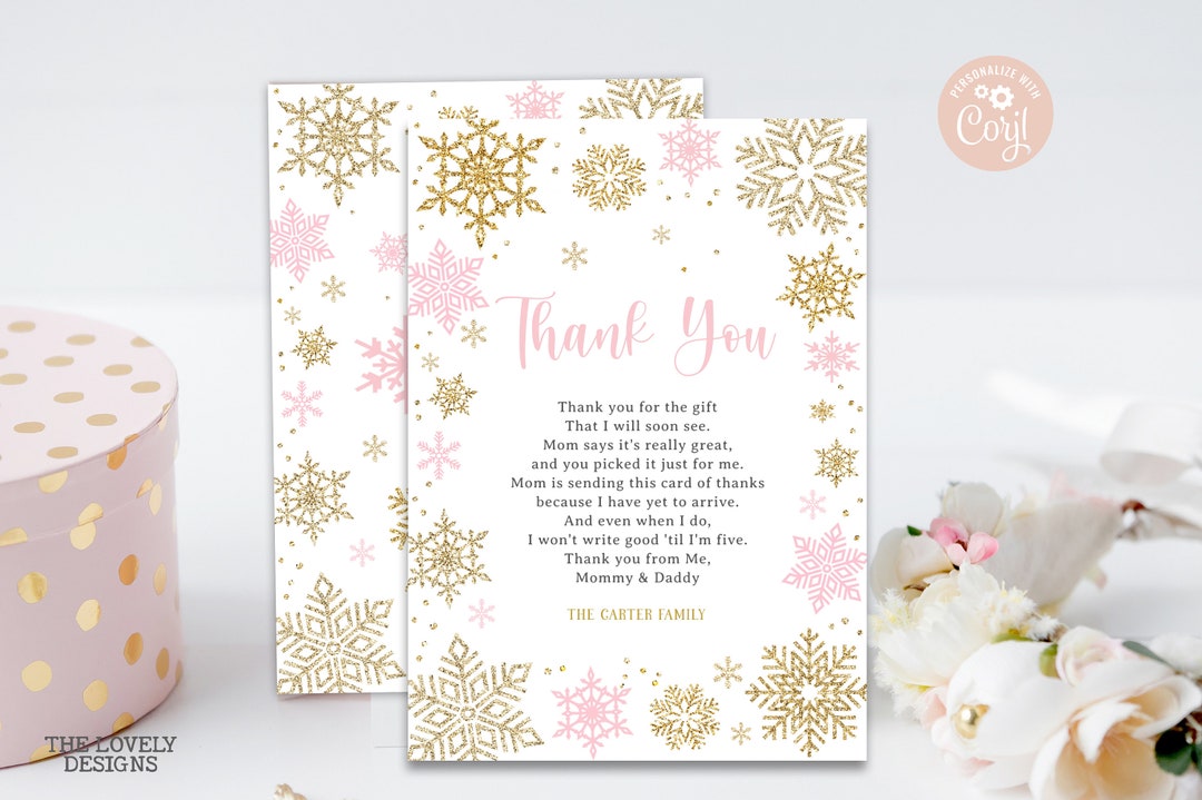 EDITABLE Winter Thank You Card Winter Baby Shower Winter Wonderland