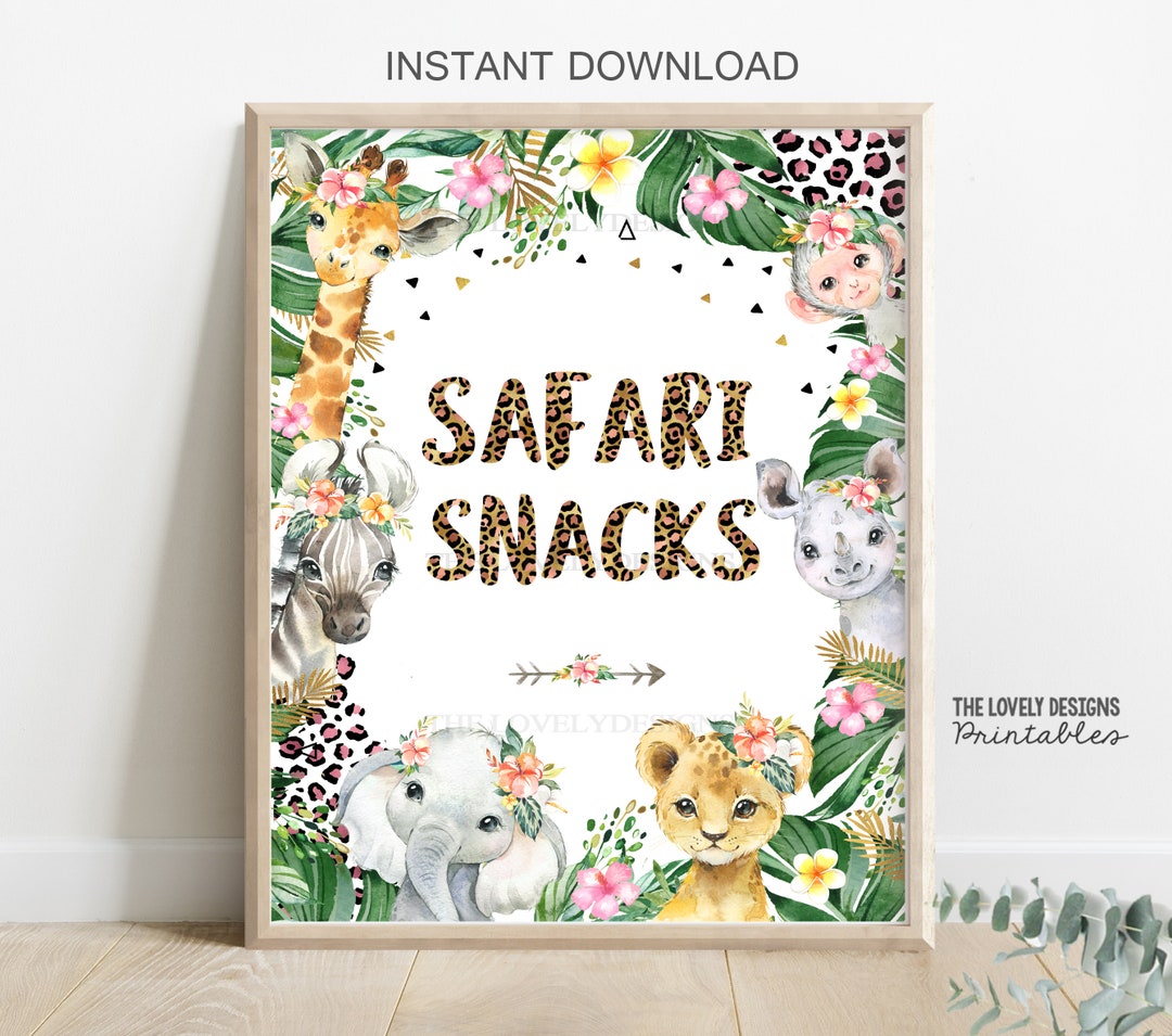 Safari Snacks Sign Leopard Print Birthday Party Sign Wild Safari ...