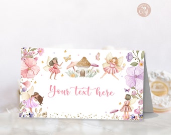 Fairy Food Tent Label Editable Fairy Birthday Place Cards Whimsical Wildflower Enchanted Pixie Princess Party Magical PRINTABLE DOWNLOAD FWE