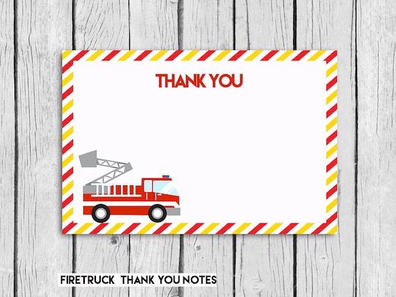 fire-truck-thank-you-card-fire-truck-birthday-sound-the-etsy