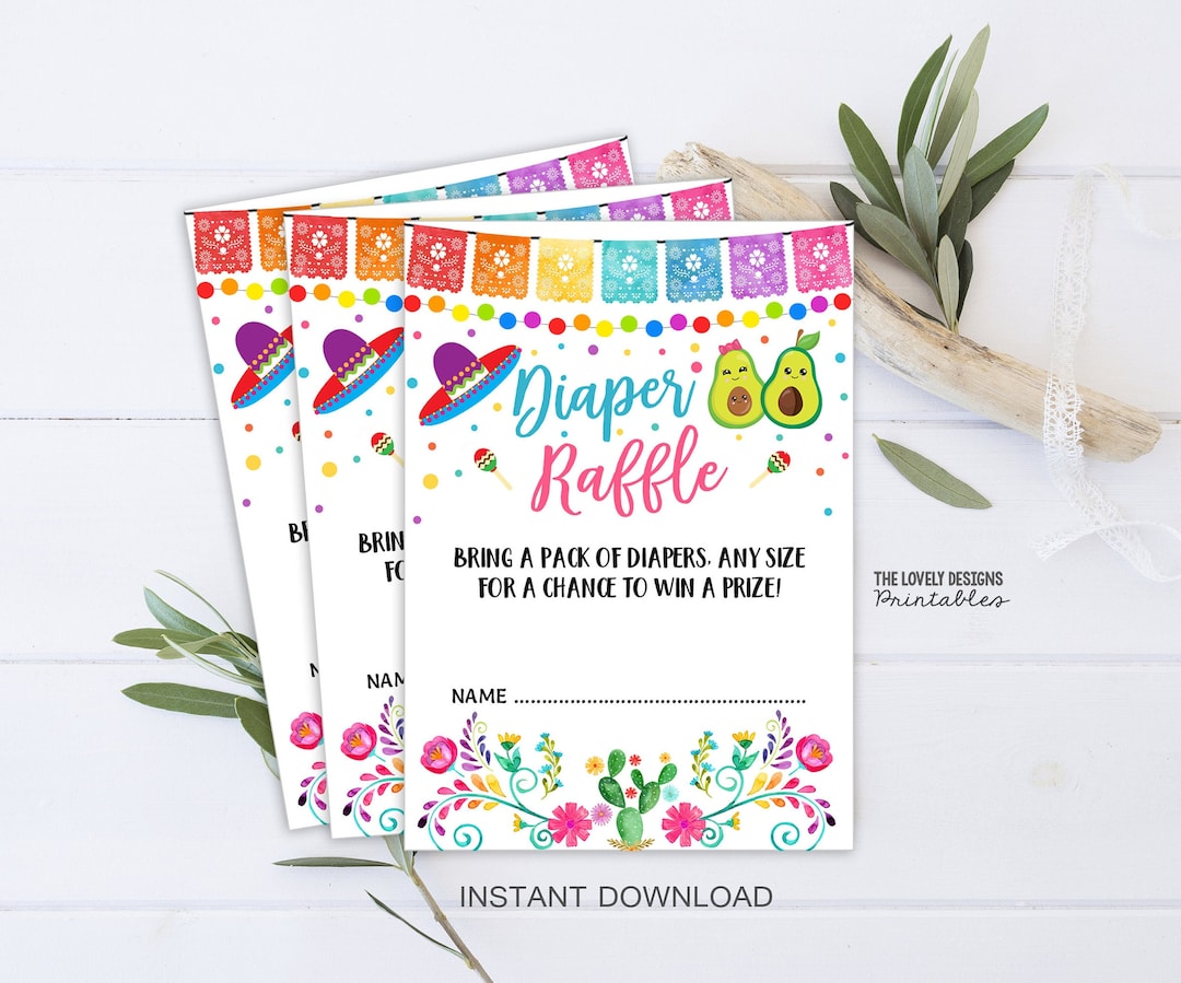 Fiesta Diaper Raffle Tickets Fiesta Baby Shower Activity Señor or ...